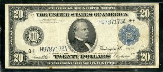Us Paper Money 1914 $20 Federal Reserve Note