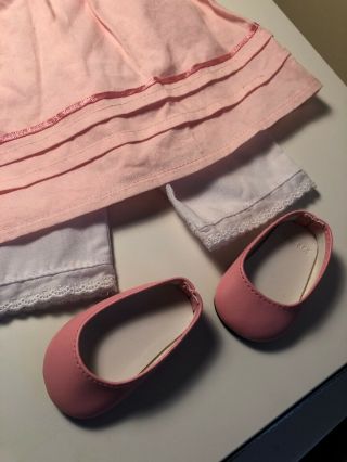 American Girl Doll Caroline Meet Dress Pink Shoes White Pantalettes Stockings 2