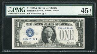 Fr.  1601 1928 - A $1 One Dollar “funnyback " Silver Certificate Pmg Ef - 45epq