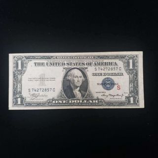 1935 A Us $1 Dollar Silver Certificate Blue Seal Red S Experimental Note H272857