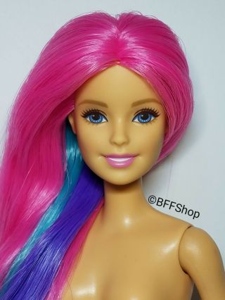Nude Pink Unicorn Hair Mattel Barbie Doll Fashionistas For Diorama Ooak Repaint