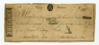 1806 $3 The Farmers Exchange Bank - Gloucester,  Rhode Island Note