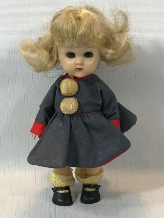 Vintage 50s Vogue Ginny Doll Walker Light Hair W Tagged Dress W Pompoms