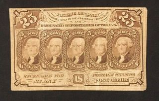 U.  S.  25 Cent Jefferson Postage Stamp Paper Fractional Currency Bill