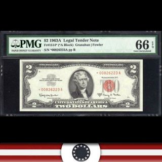1963 - A $2 Legal Tender Star Note Red Seal Pmg 66 Epq Fr 1514 00826223a