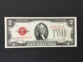 Us 1928 G $2 Dollar Red Seal Star Note.