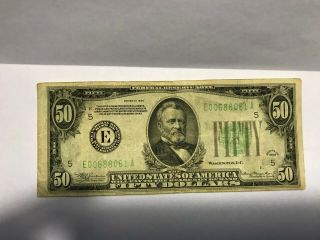 50 Dollar Bill 1934 Series Federal Reserve Note Richmond Virginia E