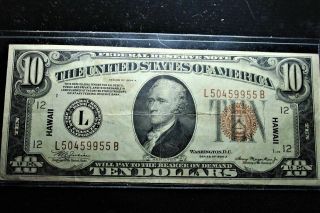 1934 A $10 Federal Reserve Note Hawaii