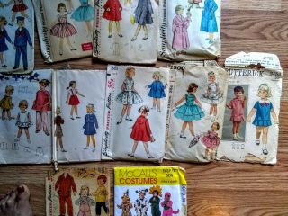 12 Vintage Children ' s Girl Boy Patterns Sizes 1 - 6 Great for Play Pal Dolls 3