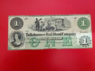 1800s $1 Florida Tallahassee Rail Road Co.  Note Unissued & Uncirculated Wow