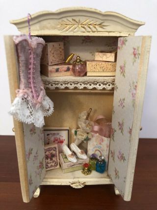 Dollhouse Ooak Shabby Chic/french Country Filled Armoire 1:12 Scale