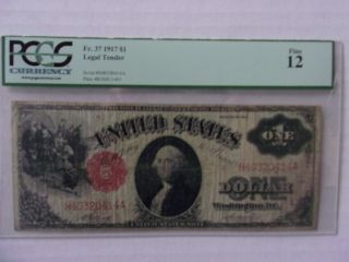 Fr 37 1917 $1 One Dollar United States Legal Tender Pcgs 12 Fine Sawhorse