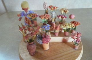 Detail Carved Crafted Miniatures Flower Shop 3d Wooden
