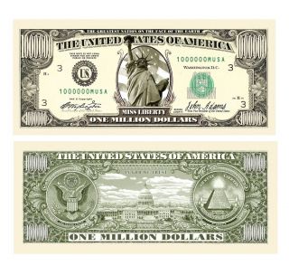 1000 Traditional Million Dollar Fake Bills - (one Thousand 1,  000)