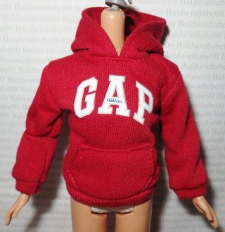 Top Standard Barbie Doll Red Gap Athletic Hoodie Sweatshirt Shirt Accessory