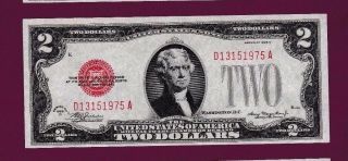 Fr.  1504 $2 1928 D Legal Tender Red Seal Note - Birth Year Sn 1975 Gem