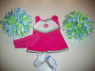 American Girl Doll Outfit - Cheerleader Dress,  Sneakers,  Pom Poms,  And Bloomers