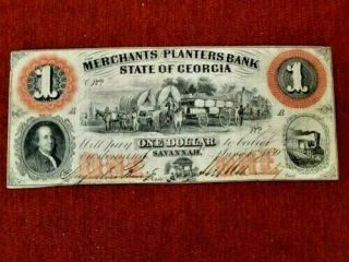 1859 Merchants Planters Bank State Of Georgia $1.  00 S/n 74 Autographs & More.