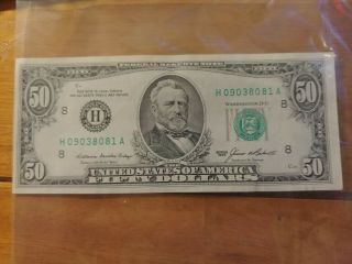 1985 $50 Fifty Dollar Bill Federal Reserve Note.