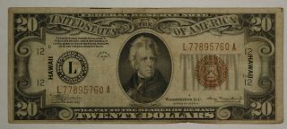 1934 - A $20.  Hawaii Note.  Cu194a/hn