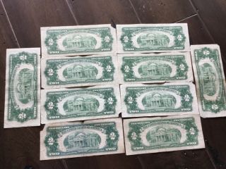(10) Series Of 1953 Two Dollar $2 Bill Red Seal United States Currency