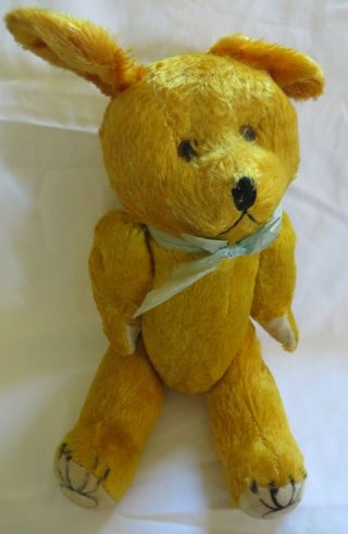 Vintage Teddy Bear Japan With Squeaker Gold/yellow 13 Inches