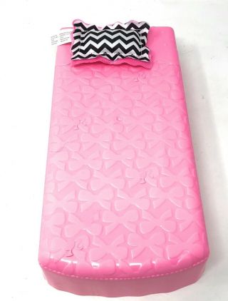 2015 Barbie Dream House Replacement Pink Bed And Zebra Stripe Tagged Pillow