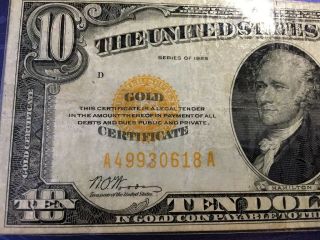 1928 Ten US Dollar Bill GOLD CERTIFICATE Note IN GOLD $10 laminated 2