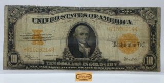 1922 Large Gold Certificate 10 Dollars $10 Fr.  1173,  Small Tears,  Holes - 17092