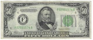 $50 1934 Federal Reserve Note Atlanta Ga Fr 2102a - F Dgs