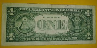 2013 $1 dollar Federal Reserve Note with Binary/Radar Note.  $$$$$$ 3