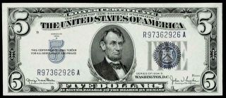 1934 - D $5 Dollar Silver Certificate Note Uncirculated