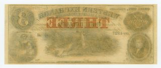 1857 $3 Western Exchange - Omaha City,  NEBRASKA Note w/ INDIAN HUNTING BUFFALO 2