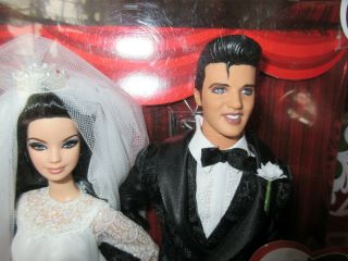 Elvis & Priscilla 2008 Barbie Collector Set Pink Label Nrfb Wedding Day Attire