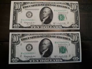 Very Scarce 1950 D Star Notes - 2 Consecutive $10 Frn 
