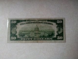 1934 $50 FIFTY DOLLAR BANKNOTE,  VF,  CRISP,  GREEN SEAL,  CHICAGO - ISSUED 2