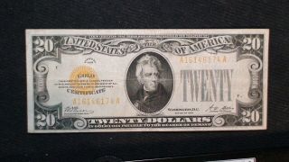 1928 Twenty Dollar Gold Certificate Fed Reserve Note $20 Bill Start At 99 Cents