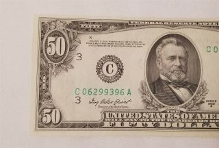 West Point Coins 1950B $50 Federal Reserve Note ' C ' Philadelphia Choice BU 3