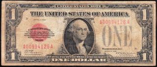 SCARCE Fine 1928 $1 RED SEAL US Note A00994126A 2