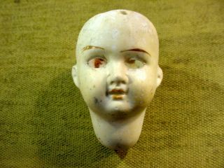 Faded Painted Bisque Doll Head Age1900 Excavated Cuno & Otto Dressel Art 8284