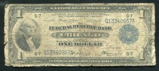 1918 $1 One Dollar Frbn Federal Reserve Bank Note Chicago,  Il