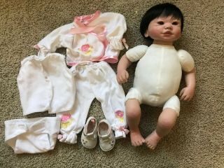 Sheila Michael Artist Silicone /cloth 19”baby Doll Open Glass Eyes,  Pre Owned