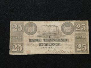 Bank Of Tennessee 25 Cent 1861 Note - Nashville