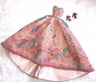 Barbie Collectibles Formal Pink Peach Paisley Floral Strapless Dress Gown Shoes
