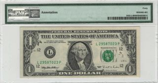 1995 $1 FRN San Francisco FR 1222 - L Solvent Smear Error Note Currency PMG XF40 2