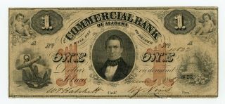 1857 $1 The Commercial Bank Of Alabama - Selma,  Alabama Note