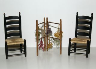 George Hoffman Miniature Painted Shaker Ladderback Chairs