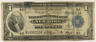1918 $1 One Dollar Federal Reserve Bank Note York