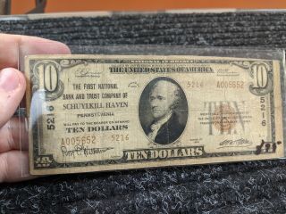 Scarce Series Of 1929 Us $10 National Currency Schuylkill Haven Pennsylvania