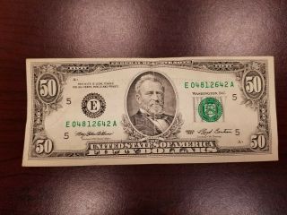 1993 Richmond $50 Dollar Bill Note Frn E04812642a Margins